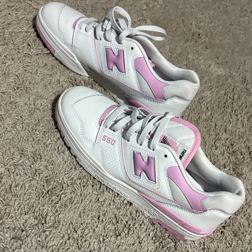 New Balance 550 White and Pink Sneakers